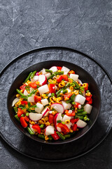 corn, radish, jicama, pepper, green bean salad