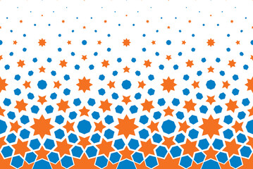 Geometric pattern of black figures on a white background.Arabic ornament.Option with a SHORT fade out.SCALE method.Color image