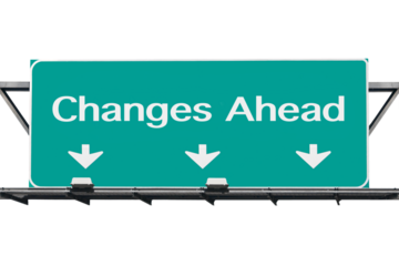 Changes ahead freeway road sign isolated.