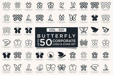 set of creative abstract butterfly logo design. © gemilang