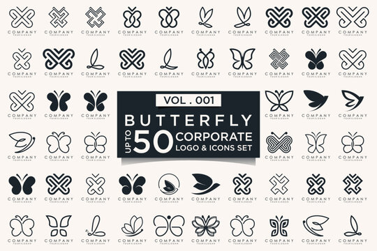 set of creative abstract butterfly logo design.