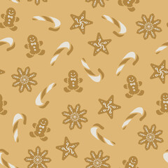 Vector Christmas Cookies seamless repeat pattern background design