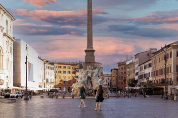 Beautiful Fontana dei Quattro Fiumi, is a fountain in the Piazza Navona in Rome, Italy. It was...