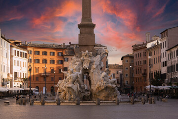 Beautiful Fontana dei Quattro Fiumi, is a fountain in the Piazza Navona in Rome, Italy. It was...