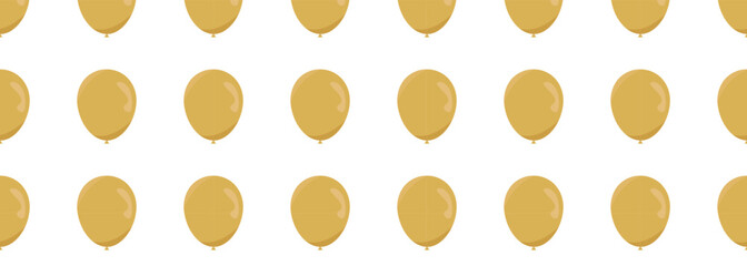 Seamless pattern, gold balloons on white background, festive, gold color