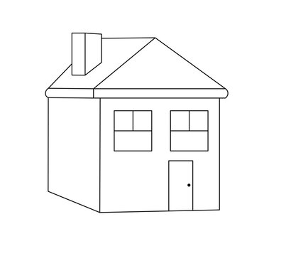recommend clip art: Vector isolated one simple village one storey house colorless black and white contour line easy drawing
