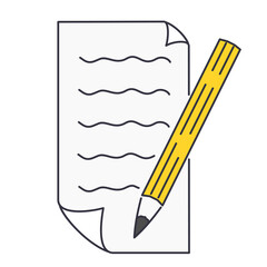 Ilustrasi Vektor selebaran dan pensil. terisolasi.