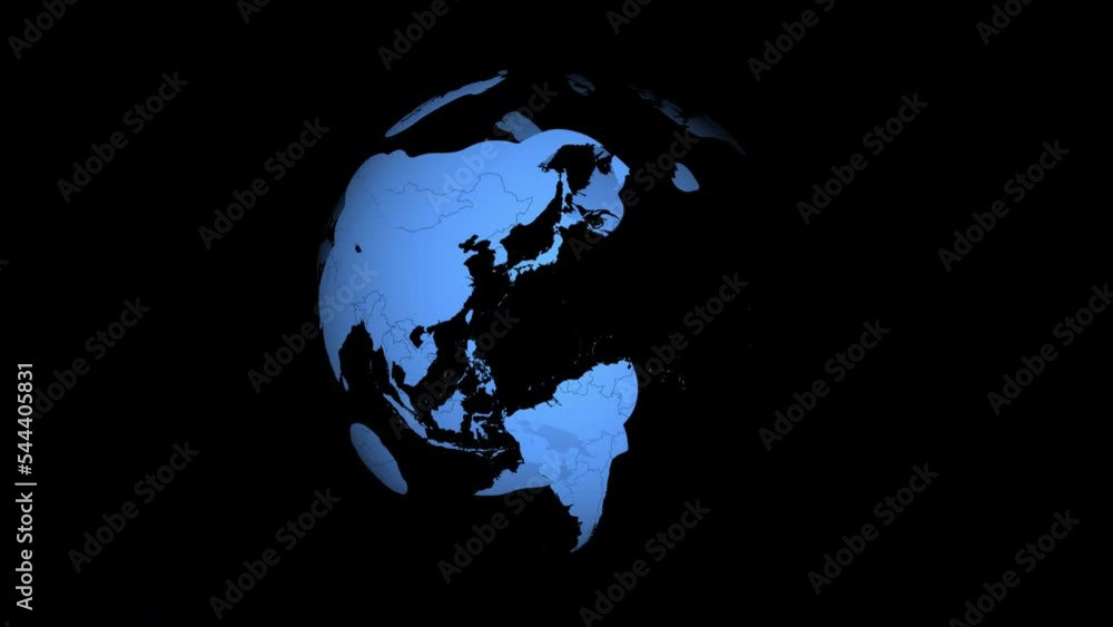 Poster blue planet earth appears and rotates on a transparent background. 4k animations.