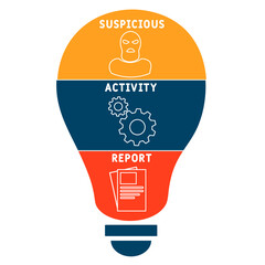 sar  - suspicious activity report acronym. business concept background.  vector illustration concept with keywords and icons. lettering illustration with icons for web banner, flyer, landing - obrazy, fototapety, plakaty