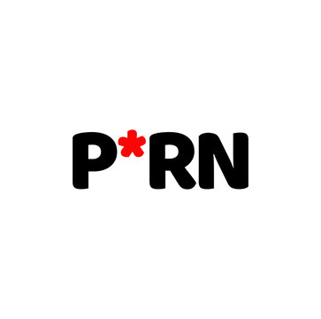 Porn written with red star. Porn lettering.