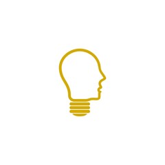 Human head and brain bulb logo isolated on white background