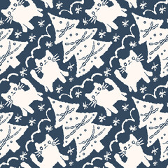 Fototapeta premium Seamless Christmas pattern with Christmas fir-trees.