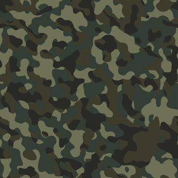 
Army green camouflage seamless pattern, military disguise background.