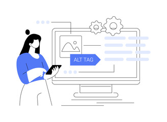 Alt tag optimization abstract concept vector illustration.