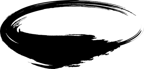 3D oval is drawn with a brush. Grunge frame. Icon. Logo, label and ellipse. Banner, stamp.