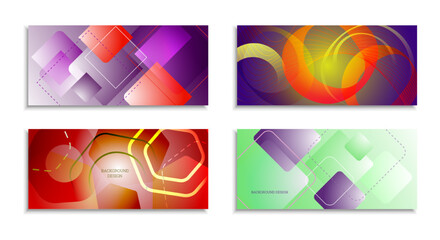 Naklejka premium Geometric abstract background. Set of 4 backgrounds. Various geometric shapes. Cover design for school notebook or magazine, background, wallpaper. Eps vector