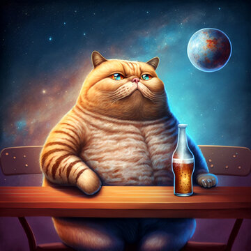 Cat Drinking Soad Drink