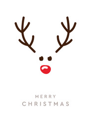 Obraz premium reindeer with red nose christmas greeting card on white background