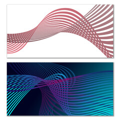 Wavy lines or ribbons. Multicolored striped gradient. Creative unusual background with abstract gradient wave lines for creating trendy banner, poster. Vector eps