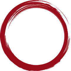 Red round grunge frame drawn with a brush. Logo, icon, label and badge. Banner, insignia.