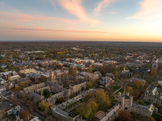 Fototapeta na wymiar Drone Sunrise in Princeton New Jersey