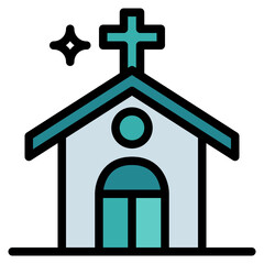 church filled outline icon style