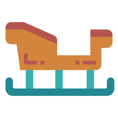 sleigh flat icon style