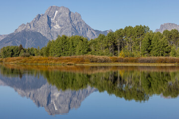 Landscape Reflection at Oxbow Bend in Grand Teton National Park Wyoming in Autumn