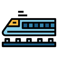 high speed train filled outline icon style