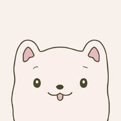 Cute Kawaii Dog or Puppy in pastel design. Funny cartoon for print or sticker design.