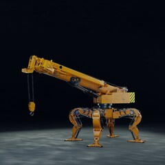 Spider crane robot .a large dummy crane .3D rendering.3D illustration