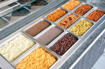 Buffet with a variety of food to take away.