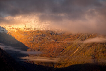 Beautiful sunset at Vassvarden, Norway