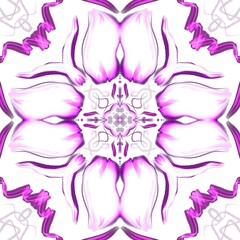 Illustration of a minimalist mandala style flower. Purple colors. Geometric, abstract and ethnic design. Vector template. Yoga, meditation, spirituality, card and relaxation