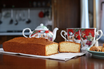 fresh homemade plumcake ready to eat for teatime