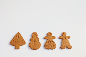 group of gingerbread cookies isolated on white background