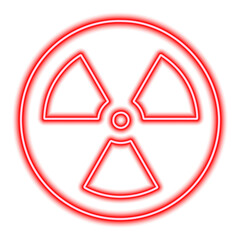 Red neon radiation icon isolated on white