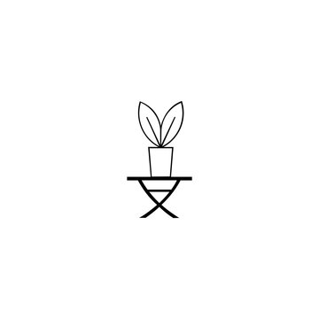 Plant vase black icon. plant on a white background, flat style.