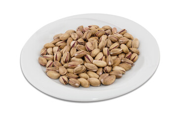 Roasted Salted Pistachios on a Porcelain Plate