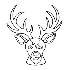 Isolated vector illustration of deer. Cute thin line icon for design, cover etc.
