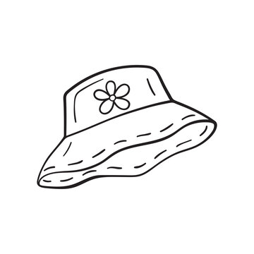 recommend clip art: Isolated vector illustration of bucket hat. Cute thin line icon for design, cover etc.