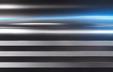 Futuristic metal texture background. Stainless steel, chrome, chromium, silver, aluminium, golden, gold, blue neon elements.