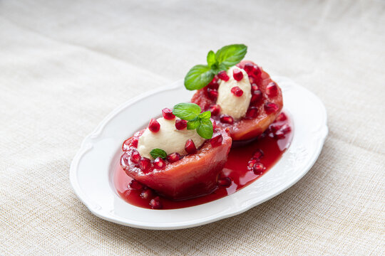 Traditional Turkish style quince dessert. (Ayva Tatlisi)