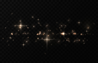 Vector magic dust. Gold dust png. Magic glow, light effect. Christmas background.