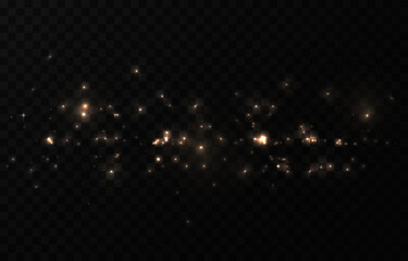 Vector magic dust. Gold dust png. Magic glow, light effect. Christmas background.