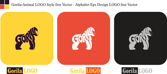 Fototapeta na wymiar Gorilla-Animal LOGO Style free Vector - Alphabet Eps Design LOGO free Vector