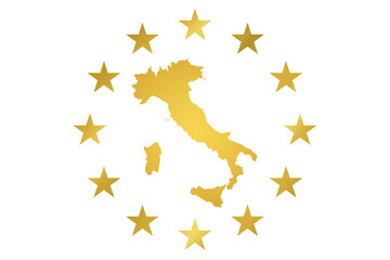 italy: symbol of italy with the colore dell'oro and the stars of the european community.