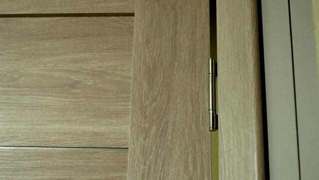 new stylish doors
shiny door hinge
the door opens and closes, demonstrating the serviceability of the system and the correctness of the installation
the concept of safety and comfort in the house