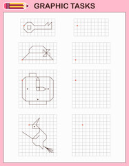 Graphic tasks by cells. Educational games for kids