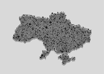 Creative map Ukraine from random black dots